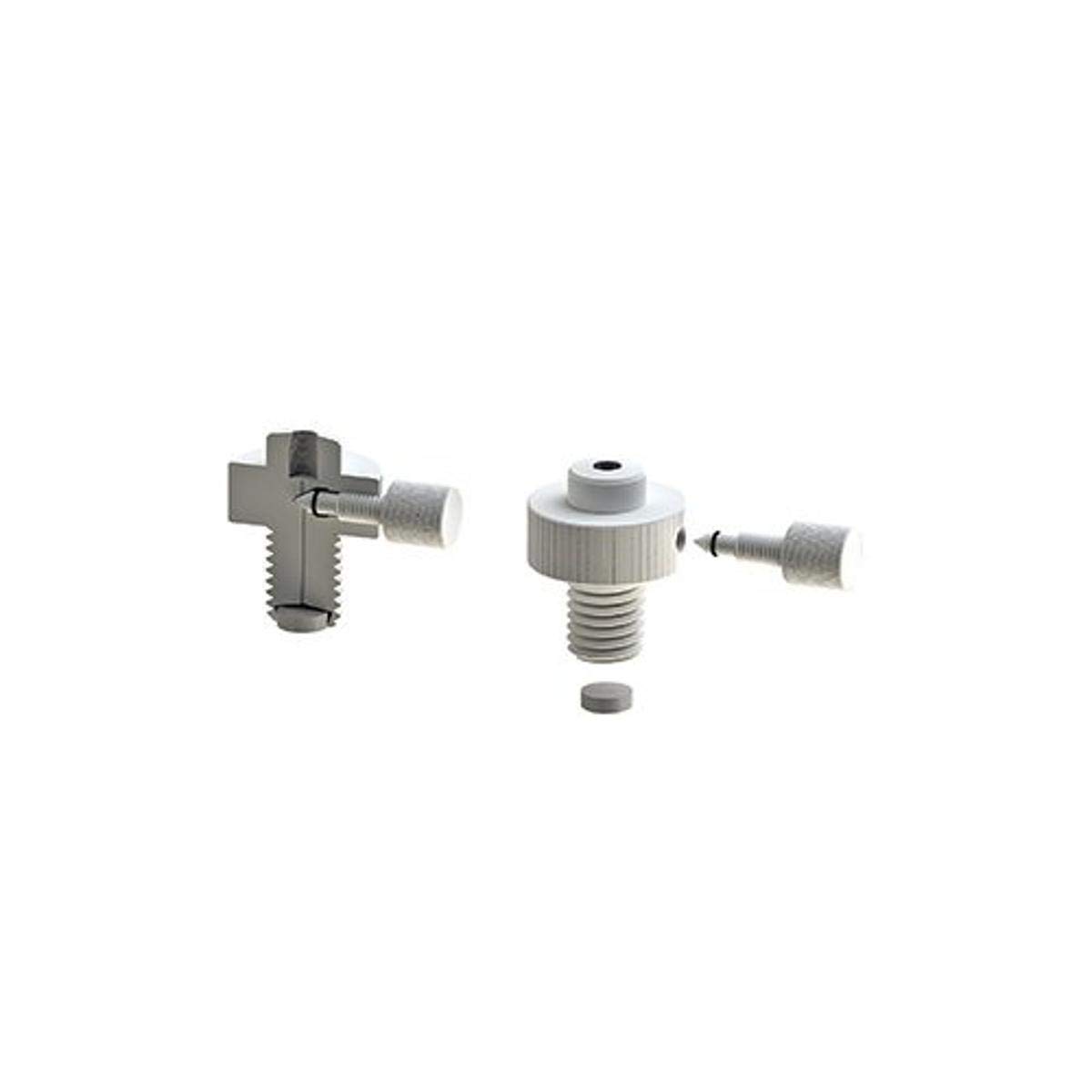 5838-55 Series Filter, Adapter with #50 Thred to 1/4"-28UNF, Flow Valve, 100 Micron Polyethylene, FETFE O-Ring, PTFE