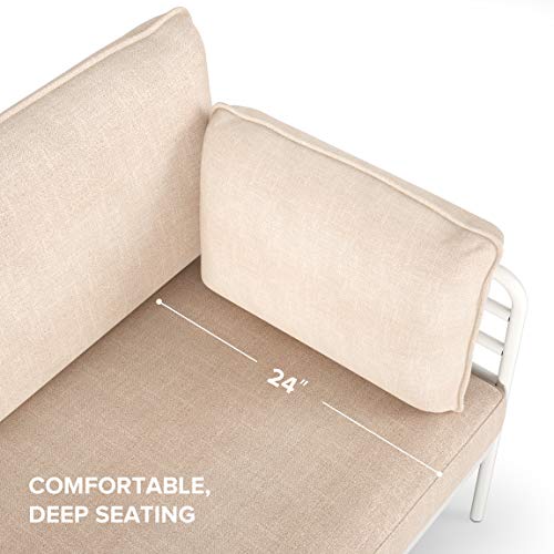 Zinus Ellen White Metal Loveseat / Steel Framework With Upholstered Cushions / Easy Assembly #TOP5