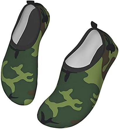 Green Camouflage Water Shoes Barefoot Aqua Quick-Dry Socks Yoga Swim Beach Slip-On Socks for Women Men X-Large