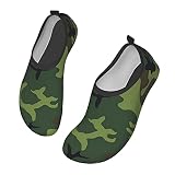 Green Camouflage Water Shoes Barefoot Aqua Quick-Dry Socks Yoga Swim Beach Slip-On Socks for Women M