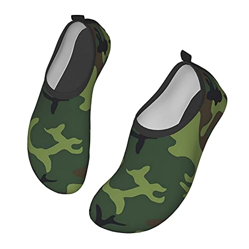 Green Camouflage Water Shoes Barefoot Aqua Quick-Dry Socks Yoga Swim Beach Slip-On Socks For Women Men X-Large #TOP14