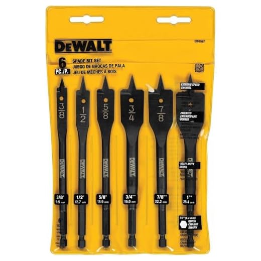 DEWALT Drill Bit Set, Spade Bits, Assorted, 3/8-Inch to 1-Inch, 6-Piece (DW1587)