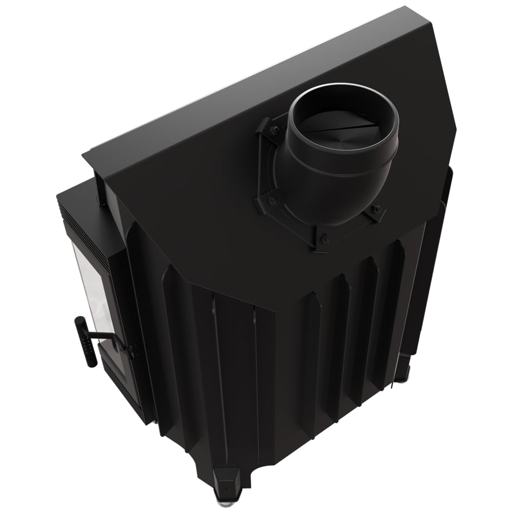 KRATKI Inserto per camino in acciaio a legna BLANKA 11 kW Ø180 bifacciale A | Acciaio nero, efficienza 78%, classe A. Ecodesign, BImSchV 2.; con grande vetro; combustione efficiente; basse emissioni