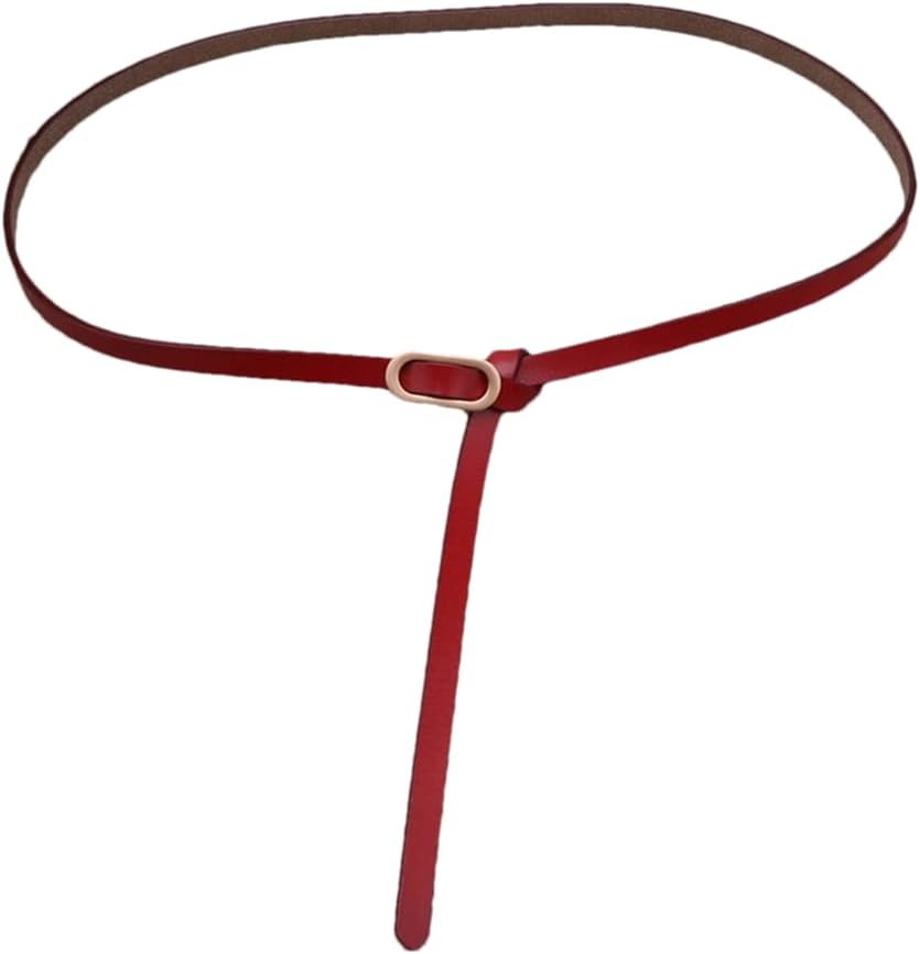 Cowhide Knotted Thin Belt For Women Leather Thin Pin Buckle Belt To Decorate Skirt