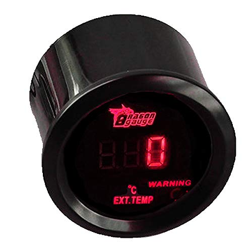 Mintice 2' 52mm Coche Motor Luz LED Rojo Digital Monitor Medidor de Temperatura de Gases de Escape Medidor de Calibre EGT EXT Sensor