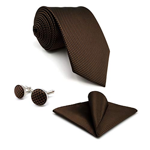 S&W SHLAX&WING Gravata de seda masculina com conjunto de gravata e abotoaduras quadradas no bolso 18