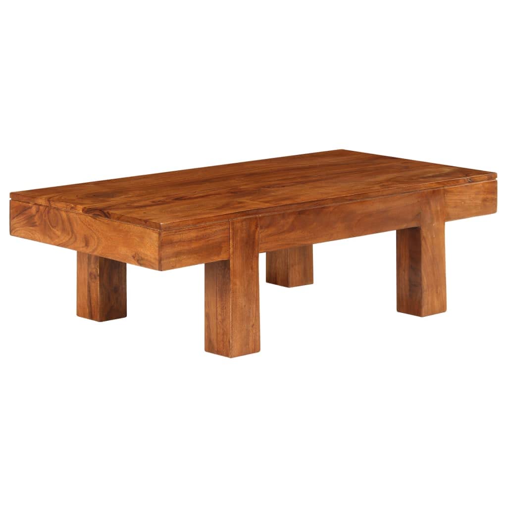 Tavolino da salotto in legno massiccio di acacia, colore miele, 100 x 50 x 30 cm | Tavolino rustico in vero legno di acacia, un pezzo unico durevole per il vostro soggiorno dal design vintage.