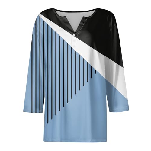 3/4 Length Sleeve Womens T Shirt Fall Summer Tops Vneck Soft Blouses Casual Basic Plus Size Shirts Try Before You Buy3