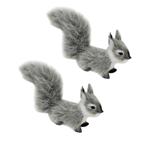Mooff 2Pcs Grey Mini Simulation Plush Squirrel 12 cm Mini Squirrel Stuffed Soft Animals Plush for Gift Home Decor Place Table Decorations Ornament Room Decorations Decorations