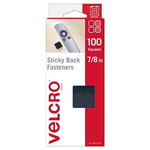 Image of VELCRO Brand Adhesive Squares | 100pk 7 /8 inch Black | Mounting Tape for Office Organization | Hang Classroom Decor Signs Posters and White Boards | VEL-30813-AMS