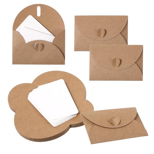25 piezas de sobres mini 10,5 x 7 cm con cierre en forma de corazón - Juego de tarjetas y sobres de papel para regalo, negocios, felicitaciones, bodas