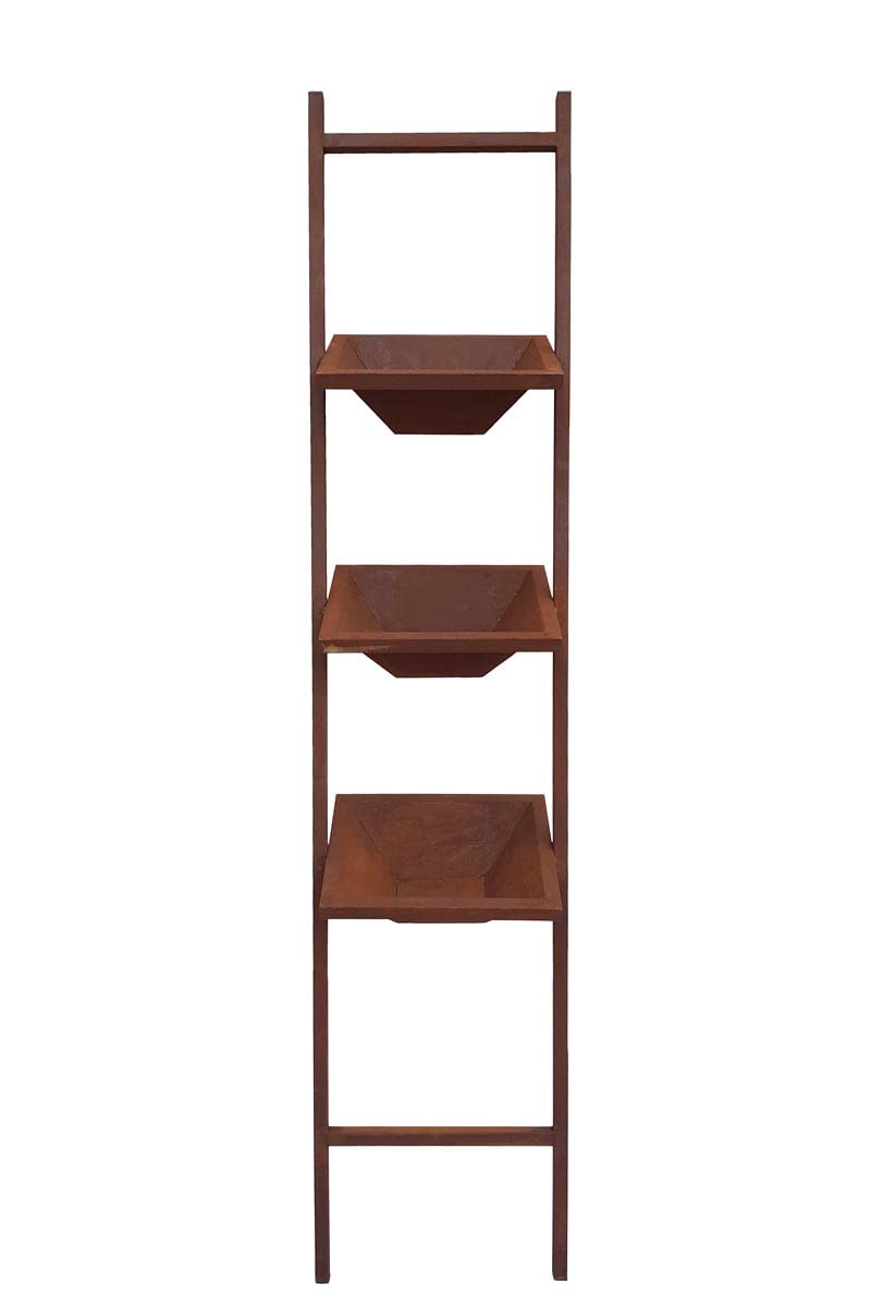 KUHEIGA Pflanzleiter Metall, H: 148cm Edel-Rost Regal Blumentopf Dekoleiter Vintage