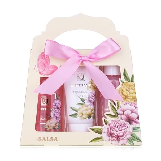 Accentra Set doccia da donna SWEET PEONY in bella confezione regalo – Set di 3 pezzi con gel doccia, lozione per il corpo e bagnoschiuma – Set regalo benessere per San Valentino e festa della mamma