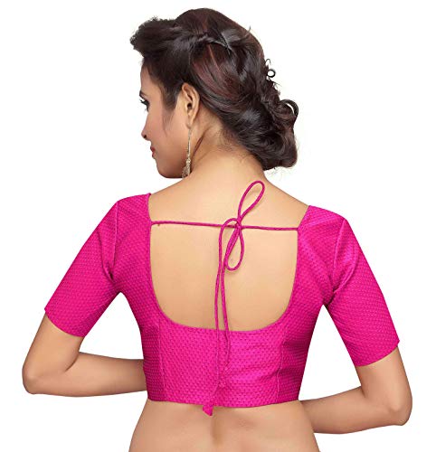Image of Studio Shringaar Women's Brocade Half Sleeve Bright Readymade Saree Blouse