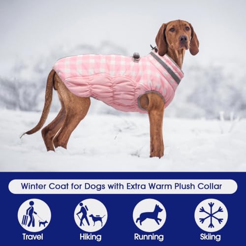 Image of FUAMEY Dog Winter Coat Fleece Warm Large Dog Coat with Harness Built in
