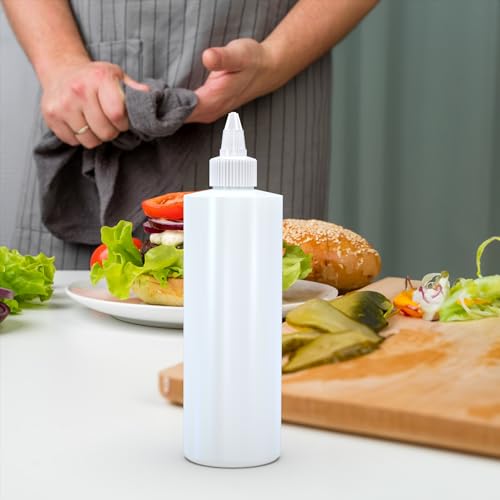 BRIGHTFROM Condiment Squeeze Bottles, 12 OZ Empty Squirt Bottle with Twist Top Cap, Leak Proof - Great for Ketchup, Mustard, Syrup, Sauces, Dressing, Oil, Arts and Crafts, BPA FREE Plastic - 2 PACK