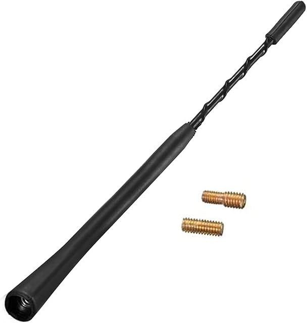 Car Aerial, 9 inch Universal Car Radio Antenna, Replacement Auto Radio Aerial Mast with 5mm 6mm Adapter, Excellent Reception Through FM/AM/DAB radio, Black