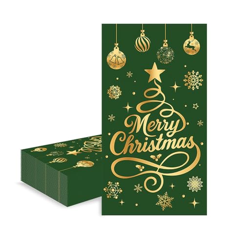 40x33cm Servietten Papier Weihnachten,20 Stück Papierservietten Grün...