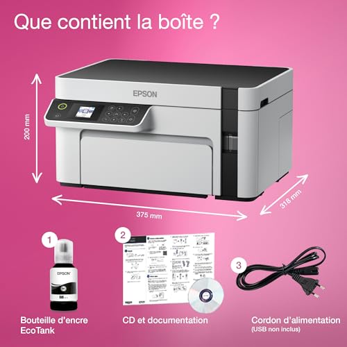 EPSON EcoTank ET M2120 | Imprimante multifonction Réservoir haute capacité Économisez jusqu'à 200€ 15ppm sans fil impression mobile économe en énergie recharge facile 1440x720 DPI - vue 5