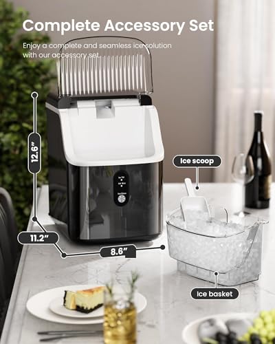 Image of Kismile Nugget Ice Maker Countertop,35Lbs /24H Pellet Ice Machine with Chewable Ice,Self-Cleaning Pebble Ice Maker with Ice Scoop,One-Click Operation,for Home /Kitchen /Office(Black)