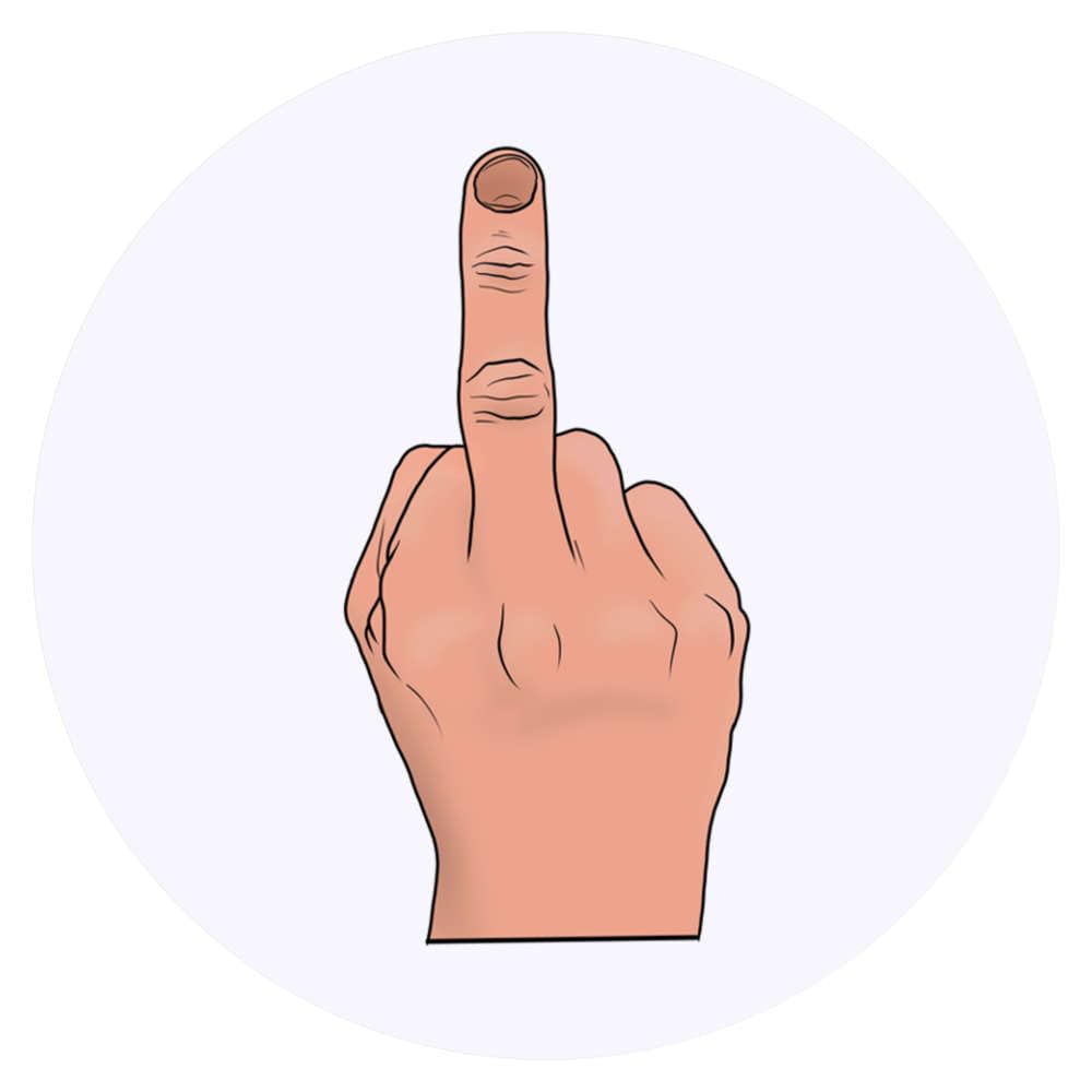 24 x 40mm Round 'Swearing Middle Finger' Stickers (SK00048923)