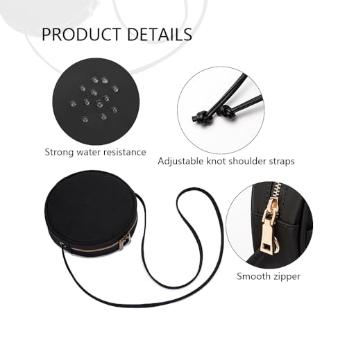 Image of Circle Crossbody Bag for Women NYLON Circle Purse with Zipper Adjustable Knot Shoulder Straps