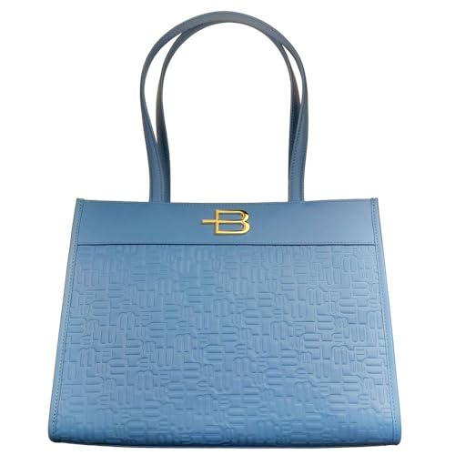 Sac en cuir de veau bleu ciel Baldinini Trend grand format
