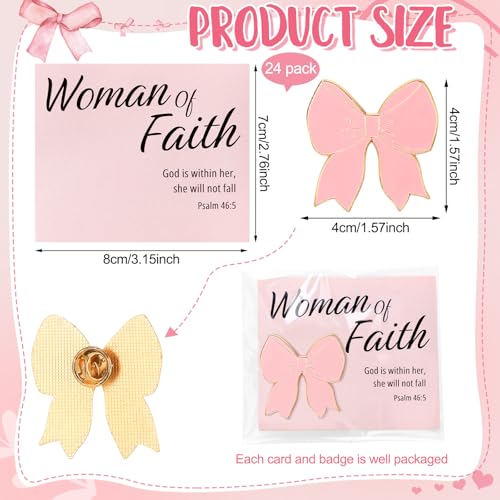 Image of Hoteam Chuch Gift for Woman of Faith Pins Butterfly Pink Bow Rose Christian Brooches Mom Church Woman Party Favor