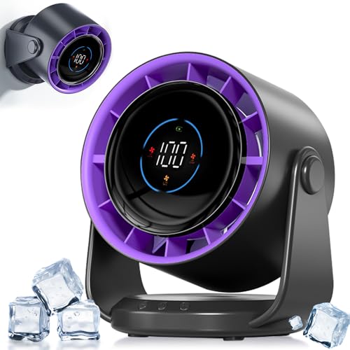Ventilador de mesa silenciosa,Batería 5000mAh,Pantalla LED,1-100 velocidades,Potente flujo de aire,Función giratoria 180°,Montaje en pared para escritorio de sobremesa de oficina en casa dormitorio