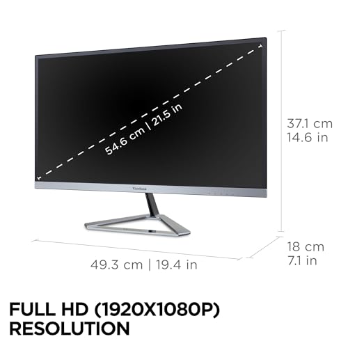 Image of ViewSonic VX2276-SMHD 22 Inch 1080p Monitor, IPS Display with Ultra-Thin Bezels and Eye Care Technology for Home and Office Entertainment, DisplayPort, HDMI, and VGA Inputs