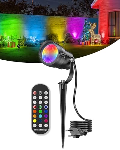 12W RGB LED Gartenbeleuchtung Weihnachten mit Erdspieß...