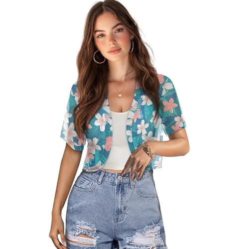 Image of Womens Short Sleeve Bolero Shrug Open Front Knit Cropped Cardigan Shoulder Cover for Dress Cute Casual Knit Cover Up
