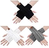 GEFLOCHTENES MATERIAL: Fingerlose Handschuhe weicher und dehnbarer Stoff hält Sie warm und komfortabel.
