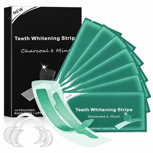 #ColaboraciónPagada<br>28 Piezas Tiras Blanqueadoras Moradas Mint Flavor Blanqueador Dental Sesiones Iluminación Inmediata Para el Café Vino Tabaco y Otras Manchas Refresca Respiración Verde