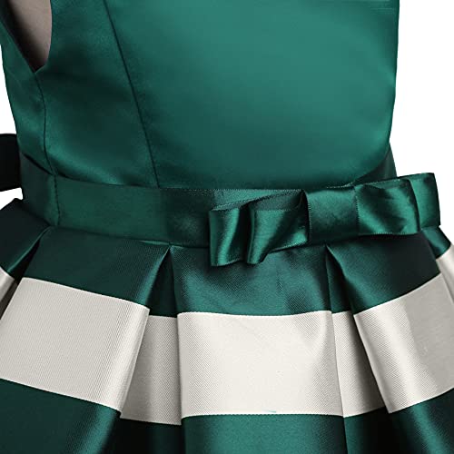 Aimjchld 1923-GREEN-130 Girls Casual Vintage Summer Ball Gown Striped Tutu Kids Knee Length Prom Party Wedding Bridesmaid Dresses 5T 6T thumb #3