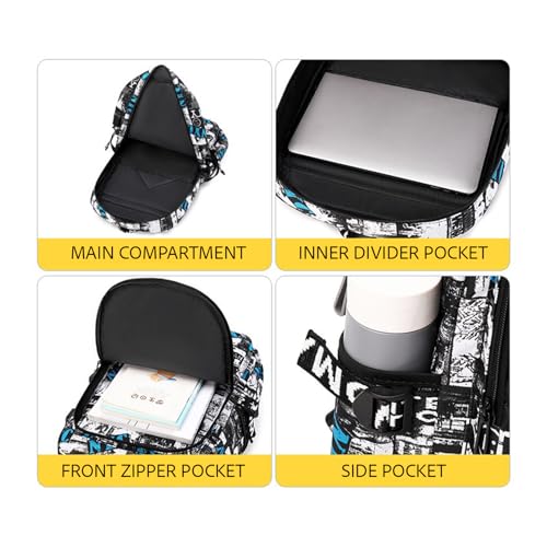 Backpack for School Durable College School Backpack Laptop Bookbag with USB Charging Port Water Resistant Travel Bag (White)3