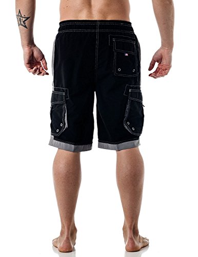US Apparel Men's Islander Board Shorts, Black, L4