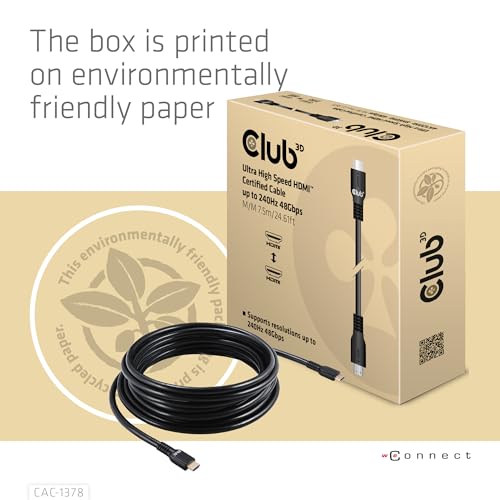 Club 3D CAC-1378 Ultra High Speed Hdmi™ 4K120Hz, 8K60Hz Cavo Certificato 48Gbps St/St 7,5M - 7