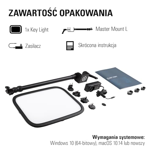 Elgato Key Light, oświetlenie studyjne 2800 lumenów | Zacisk na biurko, transmisje, nagrywanie, wideokonferencje, regula
