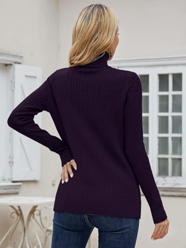 Image of SANGTREE Women's Cable Knit Sweater Long Sleeve Turtleneck Tops | Breathable and Warm Fabric Adapts to Climate Change,Making It Ideal for Autumn,Winter and Transitional Spring Days.