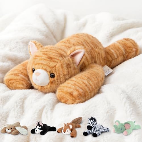 Image of Niuniu Daddy 25 inch | 5 Pound Weighted Orange Cat Stuffed Animal Plushie for Adults & Kids, Large Weighted Lap Pillow for Comfort, Soft Sensory Stuffy Toy as Gift for Holidays