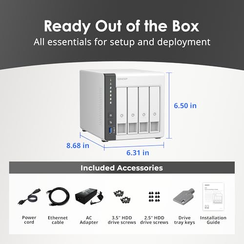 Image of QNAP TS-433-4G-US 4 Bay NAS with Quad-core Processor, 4 GB DDR4 RAM and 2.5GbE Network (Diskless)