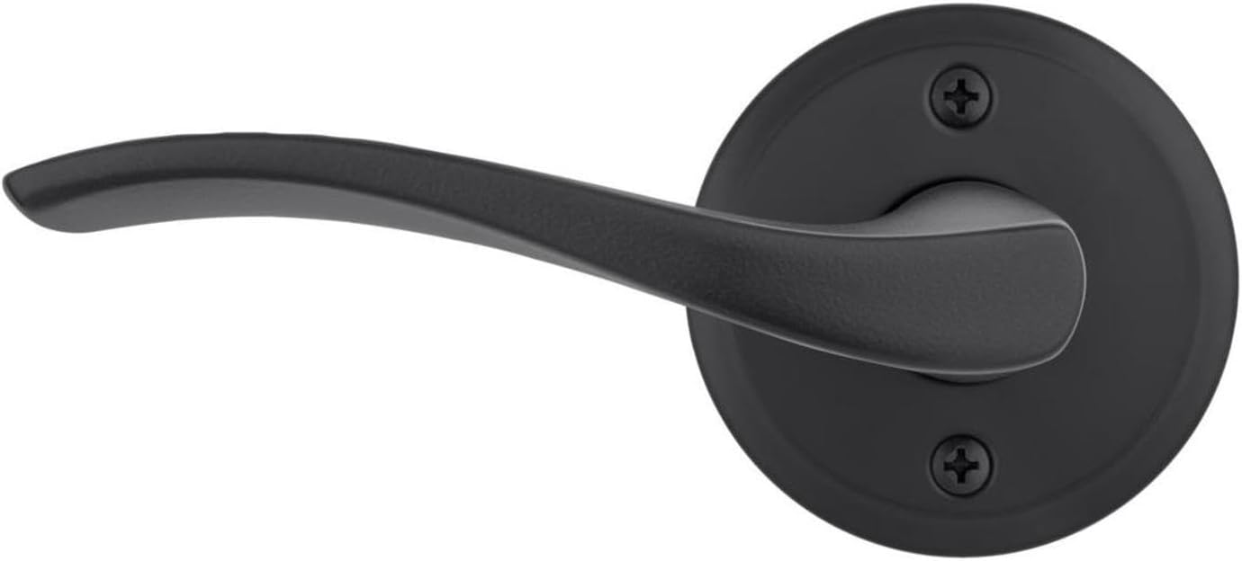 Kwikset Sedona Dummy Door Handle, Single Sided Lever for Closets, French Double Doors, and Pantry, Satin Brass Non-Turning Left Handed Interior Push/Pull Lever, with Microban Protection
