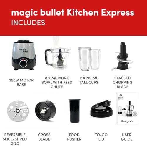 nutribullet magic bullet Kitchen Express - All-in-one Food Processor & Blender - 830ml Capacity - Precise Control - Blend, Chop, Mix & Slice - Ideal for Smoothies & Healthy Meal Preparation - 250W - Image 3