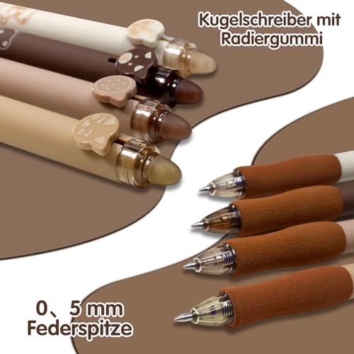 DOMAXWILL Radierbarer Kugelschreiber Tintenroller Radierbar, 4 Stück Blau Radierbare Stifte Kugelschreiber Radierbar, 0.5MM Radierbarer Tintenroller Studenten Geschenk Schule Bürobedarf Schulsachen