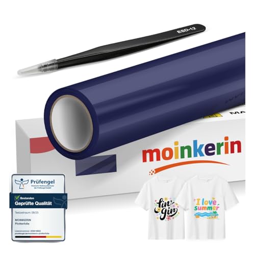 moinkerin Rouleau Vinyle Thermocollant Bleu Marine pour Tissus 30,5cm x 200cm avec Outil Désherber Flex Thermocollant pour Tissu,DIY T-Shirts,Vêtements,Bonnets,Sacs