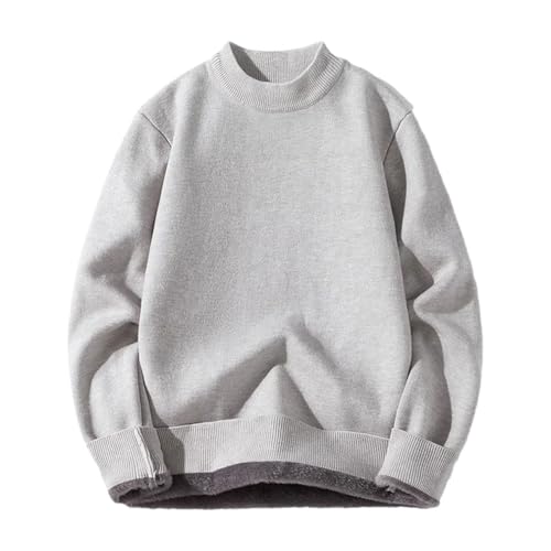 Men Solid Loose Pullover Crew Neck Long Sleeve Sweater Business Knit Top