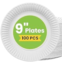 Astro Maison 100 Pack Paper Plates 9 inch | Biodegradable Disposable Plates for Parties, BBQs, Picnics | Eco Friendly Compostable White Paper Plate | Leak Resistant & Microwave Safe