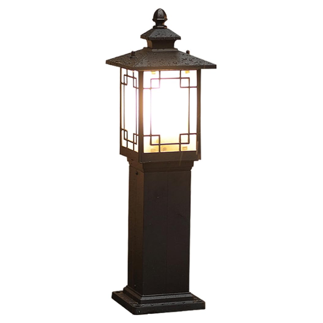 HCIPJQY Tall Column Lamp Vintage Aluminum Pillar Cap Light Pole Lights with Pillar Pole Lantern, Walkway Lawn Garden Decoration Column Light with Pier Mount Base