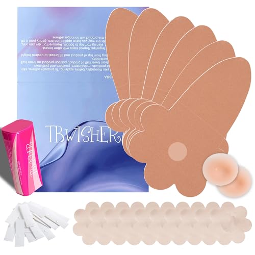Tbwisher Boob Tape for Breast Lift Boobytape - 3 Pairs Body Tape for Push-up 5 Pairs Nipple Covers and 30 pcs Fashion Tape (Beige, A-B)